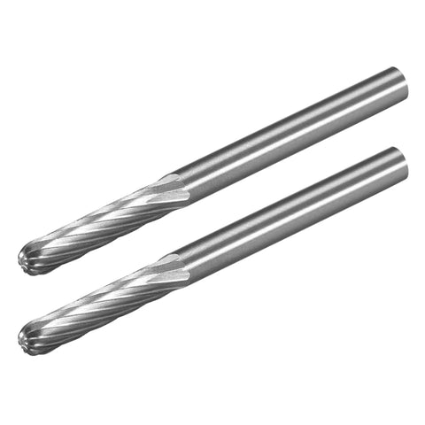 Heavy Duty Tungsten Carbide Rotary File Set Pro Grade With One Eighth Inch Shank And 3mm Diameter Single Cut Cylindrical Radius End Burrs For Die Grinder Polishing Carving Hard Metals 2 Pack