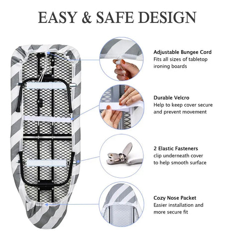 Tiny Tabletop Ironing Board Cover And Pad Cotton Cover With No Fuss Extra Thick Padding That Resists Scorching And Staining Elastic Cord