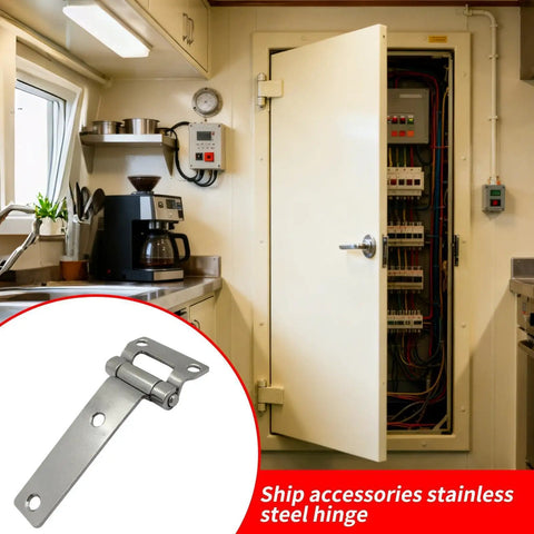 Premium Stainless Steel Hinges For Boats And Cabinets Ultra Heavy Duty Marine Hardware in kitchen setting with door open.