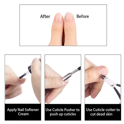 Must Have Pro Cuticle Trimmer With Pusher And Nipper Stainless Steel Manicure Pedicure Tool process for nail care