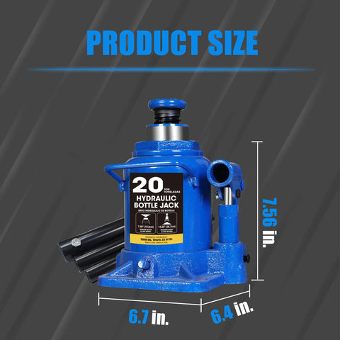 Beefy 20 Ton Bottle Jack Heavy Duty Hydraulic Car Jack For Auto, Truck And Home Lift, Adjustable 7.56 To 14.05 Inch Height