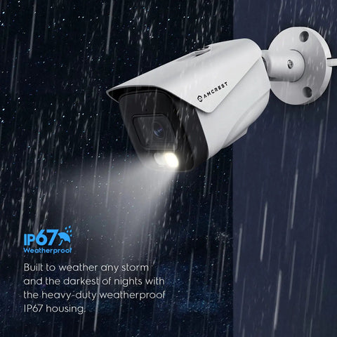UltraHD 4K IP PoE AI Bullet Camera With 129 Degree Field Of View 49ft Color Night Vision Outdoor Security Cam in rain