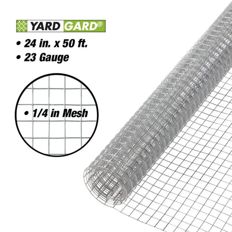 Quarter Inch Mesh Welded Wire Fence For Garden Protection And Small Animal Barriers, 24 Inch By 50 Foot, 23 Gauge Galvanized Steel Roll