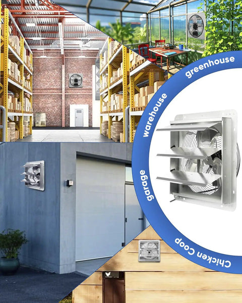 Beefy 14 Inch Shutter Exhaust Fan High Speed 1520 CFM Wall Mounted With 1.65m Power Cord in warehouse, greenhouse, garage