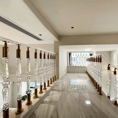 Slick Transparent Acrylic Balusters For Inside Stairs And Deck Railings Featuring Hella Tough Metal Brackets and Flex Install Posts.
