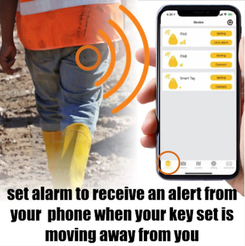 Heavy Equipment Key Master Set With Smart App Locator And Numbered Tag Hanger Built For Fleet Machinery user alerting phone for key tracking