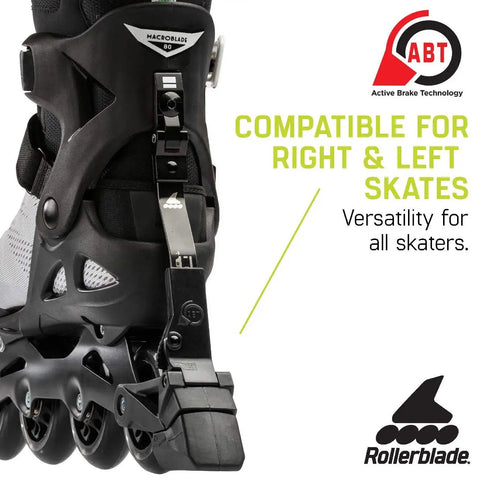Close-up of the braking system on Macroblade 80 ABT Womens Fitness Inline Skates For Training And Casual Rides Glacier Grey Mint.