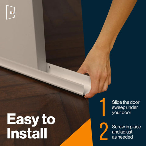Adjustable Double Bubble Door Sweep Draft Stopper Under Door Seal For Exterior Doors White 36 Inch Two Pack Easy Install
