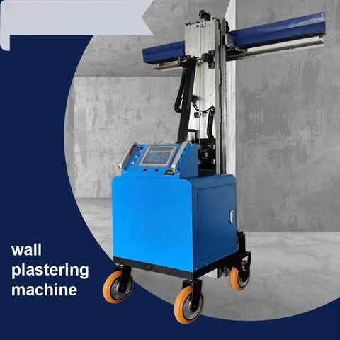 Automatic Plaster Trowel With Smart Mortar Leveling Unit, high precision wall polisher, blue mobile wall plastering machine.