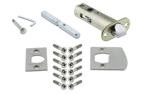 Installation components for Egg And Dart Door Knob With Plate For Large Vintage Or Modern Doors with screws and hardware