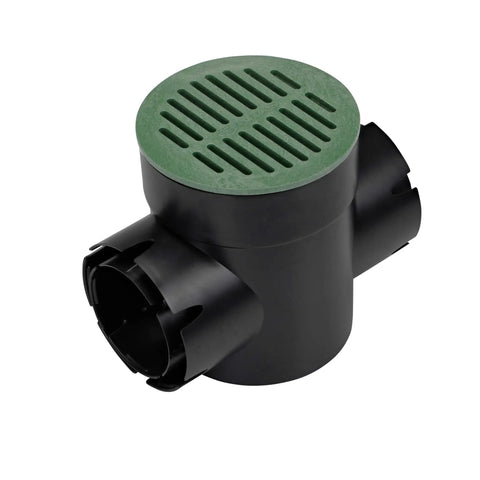 Round Spee-D Catch Basin Drain With Dual Outlets For 3-Inch Or 4-Inch Pipes Plastic Black 6-Inch Size