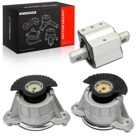 Heavy Duty Engine Motor Mount And Transmission Mount Kit Set Of 3 For Mercedes Benz C250 C300 C350 E350 V6 Rwd Sedan Street Ready Plug And Play with rubber and steel components.