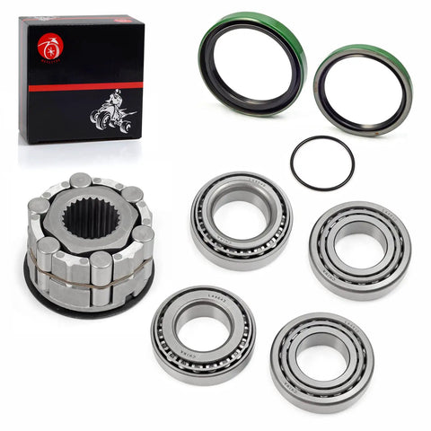 Front Wheel Hub Clutch Rebuild Kit With Premium Bearings And Seals Designed For Slick Offroad Repairs Hella Durable Construction including bearings and seals.