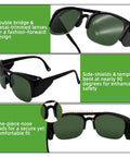 Heavy Duty Welding Safety Glasses With Ir Shade 3.0 Lens And Ansi Z87 Certified Impact Guard For Grinding Cutting And Warehouse Jobs, showing double bridge design.