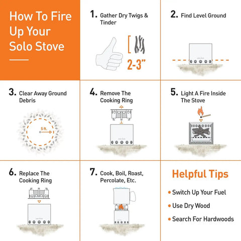 Instructions on using Ultra Lightweight Packable Camping Stove For Hiking And Survival With Gasification Rocket Design.