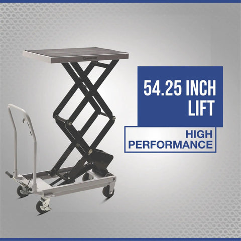 Heavy Duty Hydraulic Table Cart With Fast Two Speed Lift And 1000 LB Capacity Built Tough For Garage Projects, 54.25 inch lift.