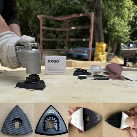 Oscillating Multi Tool Sanding Kit With 105 Pieces Including Triangle And Finger Sanding Pads And 100 Pieces Sandpaper For Wood