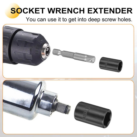 Harfington 4mm Shallow Impact Socket Set With Hex Adapter, Heavy Duty CR-V Steel Tool Kit For Tight Spaces And Deep Fasteners In Your Garage, socket extender