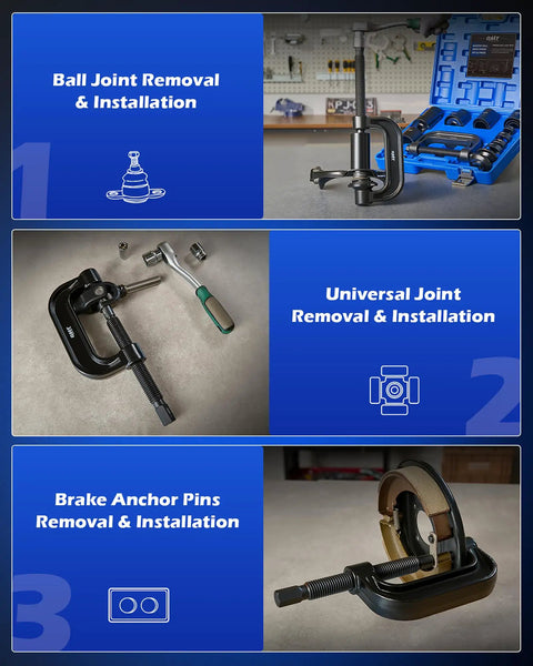 Beast 21 Piece Ball Joint Press Kit With C Frame For Cars And Trucks Heavy Duty Ball Joint Removal Tool Set U Joint And Brake Anchor Pin Removal Works On 2WD And 4WD Vehicles DIY Auto Repair Must Have