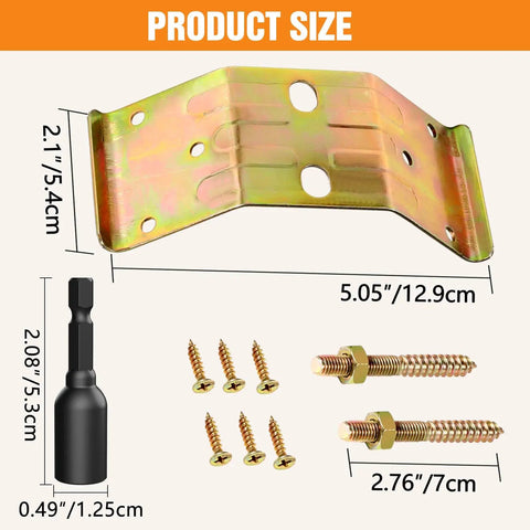 Heavy Duty Table Leg Brackets With Hanger Bolt Driver Kit Sturdy iron bracket measuring 5.05" for wood furniture assembly.