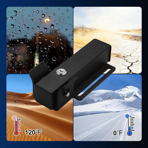 Universal Automatic Electric Gate Lock System For 12 24V Swing Gates Works With Mighty Mule Jujiang Topens CO Z Gyxel And More Auto Lock Unlock Safe Security Gate Opener Accessory in various weather conditions showing temperature diversity from 0°F to 120°F.