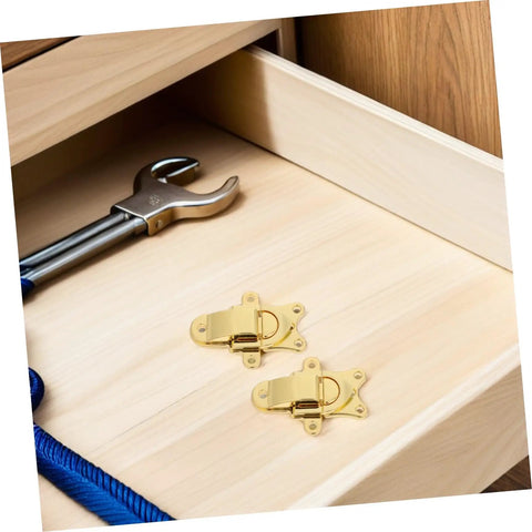 Get Cool 2pcs Vintage Zinc Alloy Toggle Latch Buckle Locks For Toolboxes And Jewelry Cases Super Durable Metal box hasp on wooden drawer.