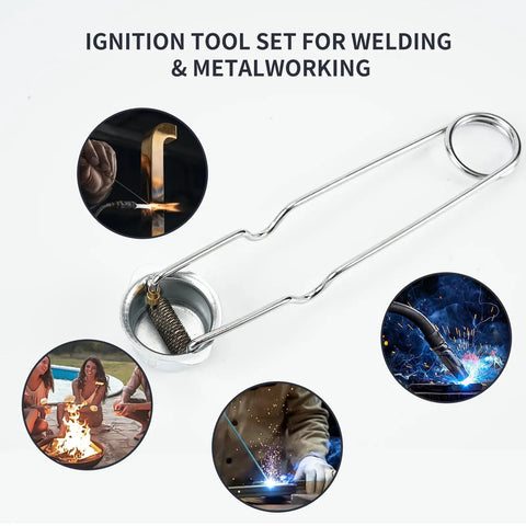 Heavy Duty Torch Flint Spark Igniter Kit With 10 Flint Consumables for Welding Cutting and Metalworking, stainless steel tool