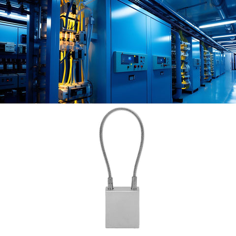 Heavy Duty Steel Cable Padlock, 85mm Shackle, Aluminum Alloy Lockout Tagout Lock With 2 Keys for Industrial Shutdown Equipment Maintenance