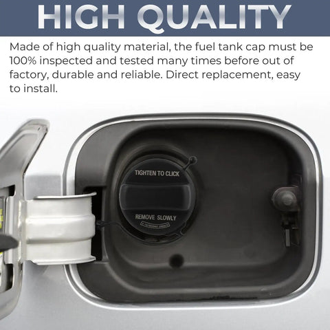 Honda Gas Cap Replacement 17670-SHJ-A31 installed in fuel tank, black color, secure fit, shown in open fuel compartment