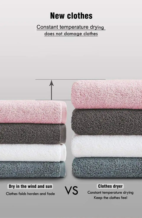 Comparison of towel drying methods: air-dried vs Portable Clothes Dryer 110V 1000W Electric Dryer With Double Layer Stackable Stainless Steel Design.