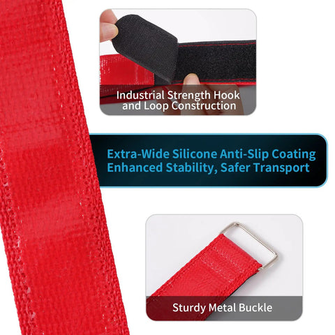 Bike Rack Straps 2 Pack With Extra Wide Silicone Anti Slip Coating For Real Grip And No Slippage, showing strap details