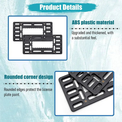 Front License Plate Mounting Bracket With Hardware And Zip Ties Universal Vehicle Tag Frame Cover Kit ABS plastic