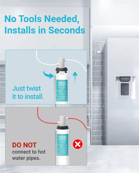 Installation instructions for Replacement Water Filter Cartridge For InSinkErator F1000 F2000 F3000 with twist-lock mechanism.