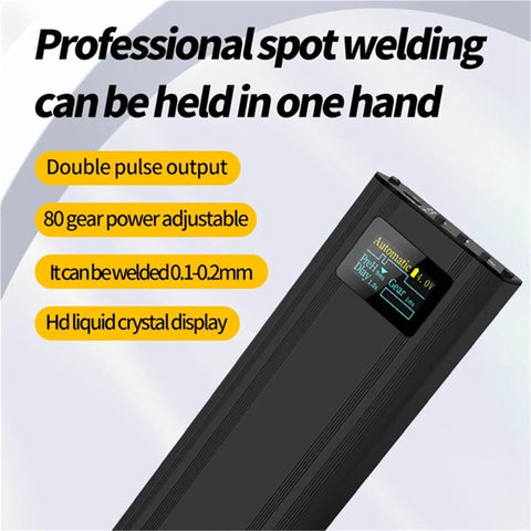 Handheld Dual Pulse Spot Welder With 80 Adjustable Speeds And Color Screen Digital Display showing features