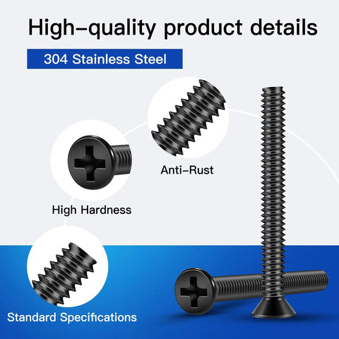 All In One Flat Head Phillips Machine Screw Kit For Electrical Outlets And Switches, 126 Pieces Stainless Steel screws