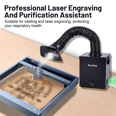 DC Brushless Solder Fume Extractor With Strong Suction, low noise, purifying smoke from laser engraver, metal casing