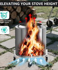 Beefy Heavy Duty Fire Pit Rolling Stand With 360 Swivel And Locking Wheels elevating stove for better air intake outdoors