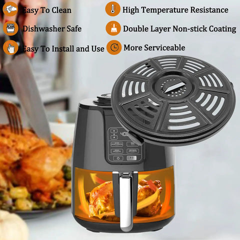 Upgraded 4 Quart Air Fryer Crisping Plate Fits Ninja AF100 And Similar 4 Qt Baskets Premium Nonstick Grill Pan Tray above chicken in air fryer.
