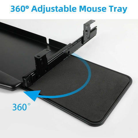 360 adjustable mouse tray of Heavy Duty Under Desk Keyboard Tray With Super Slick Glide Mechanism And 360 Rotating Mouse Platform Built Like A Tank For An Ergonomic Home Office Desk Setup At 28 Inches Long.
