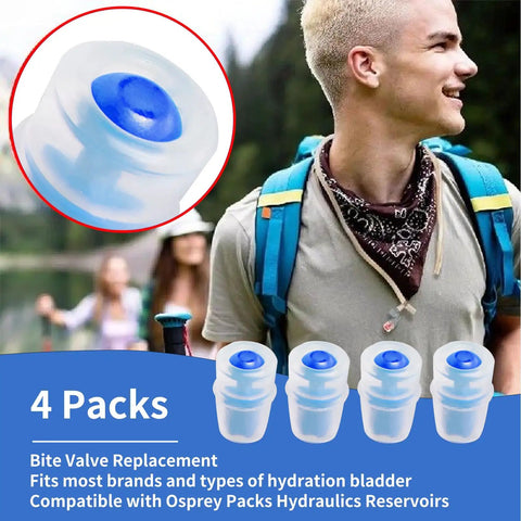 4 Pack Bite Valve Replacement Mouthpiece for Hydration On The Go Bladders And Water Backpacks, medical grade silicone