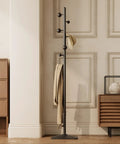 Freestanding Coat Rack With Seven Hooks And Sturdy Metal Base For Bags Hats And Coats Built To Last With High Temperature Paint