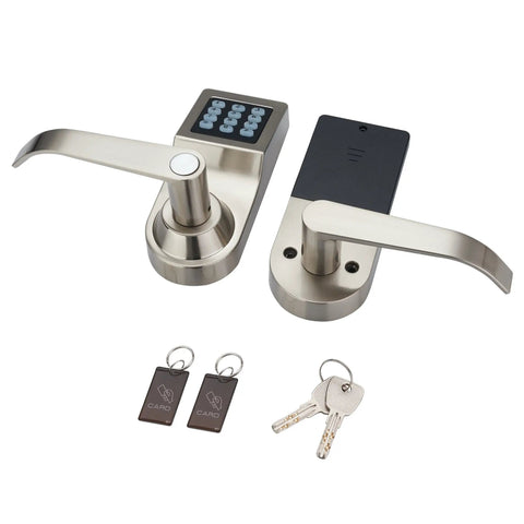 Digital Door Lock With M1 Card Passcode And Mechanical Key Left Hand Orientation Voice Guided Operation 1020 User Capacity