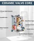 Detailed view of ceramic valve core in Shower Faucet Set With Rain Shower System And Handheld Spray Bathroom Shower Combo.