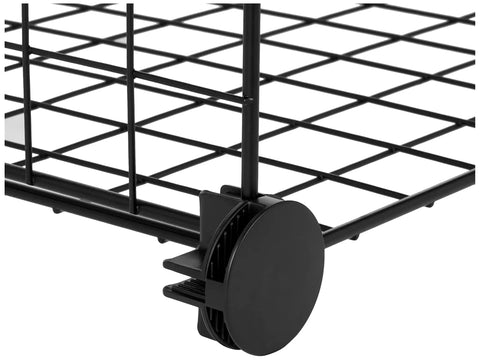 Tool Free Assembly Wire Grid Storage System With Six Interlocking Steel Cubes For Dope Modular Shelving And No Sweat Room Organization That Truly Hits Different Every Single Day close-up of wheel on black steel cube.