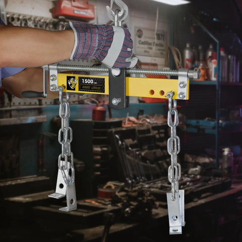 Engine Hoist Shop Crane Engine Leveler 1500 Lbs Steel With Ball Bearing And Adjustable Handle showcased in a garage