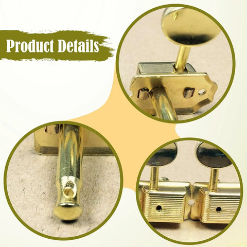 Stunning Gold Electric Guitar Tuning Pegs Set With 6 Right Semi-Enclosed Machine Heads And Premium Keys Plus Installation Hardware close-up details