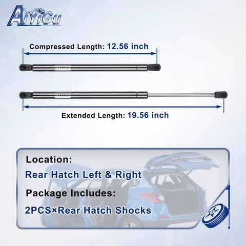 Rear Hatch Shock Strut Compatible With 2002-2014 Mini Cooper Replaces 4360 PM1095 SG302018 compressed and extended size details.