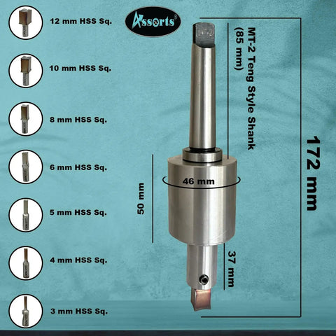 MT2 Teng Style Rotary Broach Set With 7 Metric Square HSS Punches 3-12mm For Lathe Milling And CNC Machines Pro Grade Tool