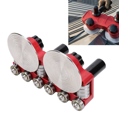 Sheet Metal Bender With Dual Station For 24 Gauge Metal showing dual discs for precise roofing bends