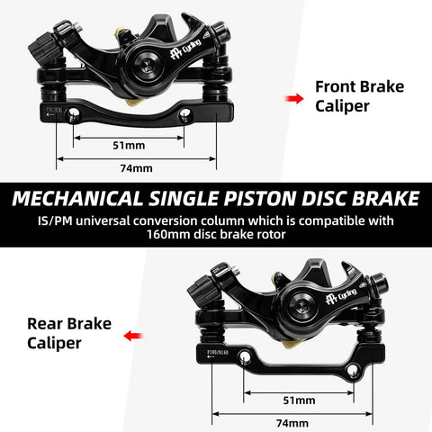 Alloy Mechanical Disc Brake Kit For Mountain Bikes with front and rear calipers shown, includes 160mm disc compatibility.